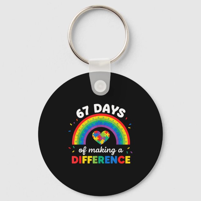 Autism Awareness 67 Days Of Making A Difference 6  Keychain (Front)