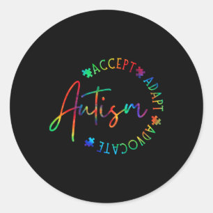 Autism Awareness Accept Adapt Advocate Autism Mom Classic Round Sticker