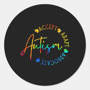 Autism Awareness Accept Adapt Advocate Autism Mom Classic Round Sticker