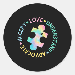 Autism Awareness Accept Adapt Advocate Autism Mom  Classic Round Sticker