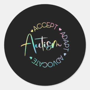 Autism Awareness Accept Adapt Advocate Autism Mom Classic Round Sticker