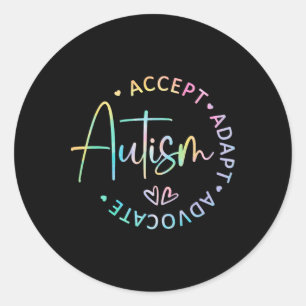 Autism Awareness Accept Adapt Advocate Autism Mom Classic Round Sticker