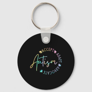 Autism Awareness Accept Adapt Advocate Autism Mom Keychain