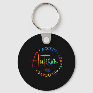 Autism Awareness Accept Adapt Advocate Autism Mom  Keychain