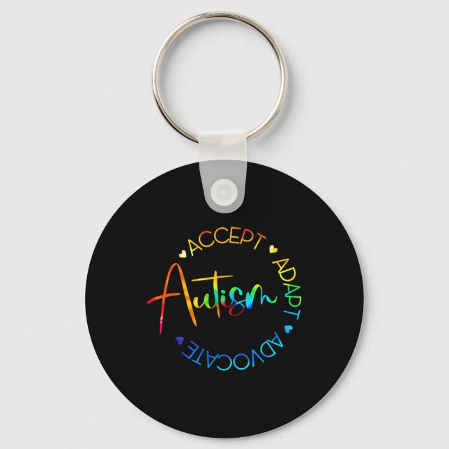 Autism Awareness Accept Adapt Advocate Autism Mom  Keychain (Front)