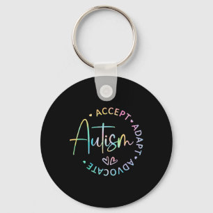 Autism Awareness Accept Adapt Advocate Autism Mom Keychain