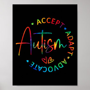 Autism Awareness Accept Adapt Advocate Autism Mom Poster