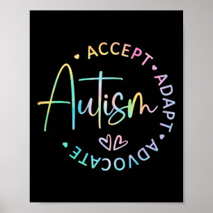 Autism Awareness Accept Adapt Advocate Autism Mom Poster
