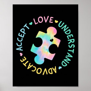 Autism Awareness Accept Adapt Advocate Autism Mom  Poster