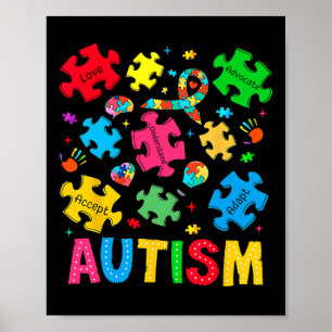 Autism Awareness Accept Adapt Advocate Autism Mom  Poster