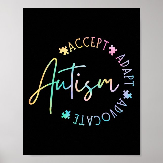 Autism Awareness Accept Adapt Advocate Autism Mom  Poster (Front)