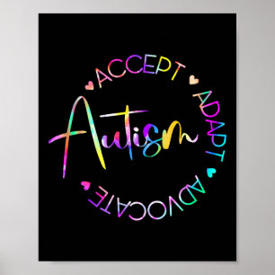 Autism Awareness Accept Adapt Advocate Autism Mom Poster