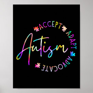 Autism Awareness Accept Adapt Advocate Autism Mom  Poster