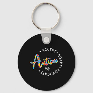 Autism Awareness Accept Adapt Advocate Autistic Mo Keychain