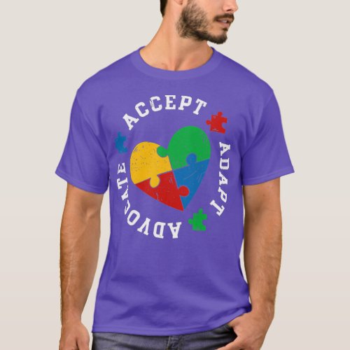 Autism Awareness Accept Adapt Advocate Colorful Lo T_Shirt