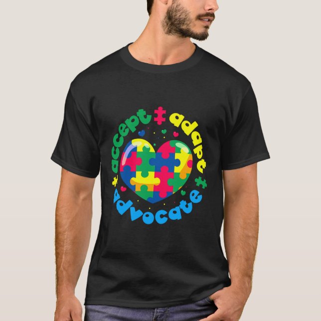 Autism Awareness Accept Adapt Advocate T-Shirt (Front)