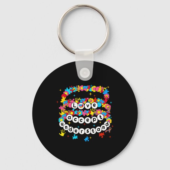 Autism Awareness Accept Love Understand Bracelet G Keychain (Front)