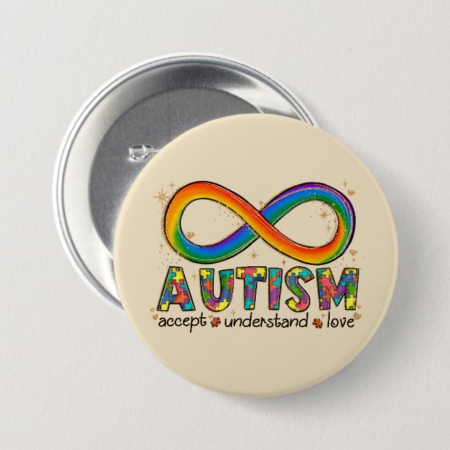 Autism Awareness Accept, Love, Understand Button (Front & Back)