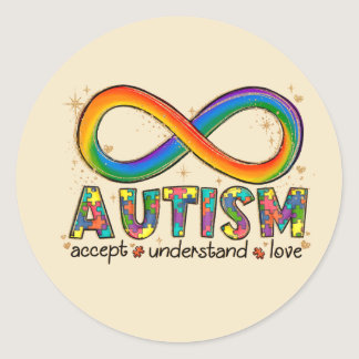 Autism Awareness Accept, Love, Understand Classic Round Sticker