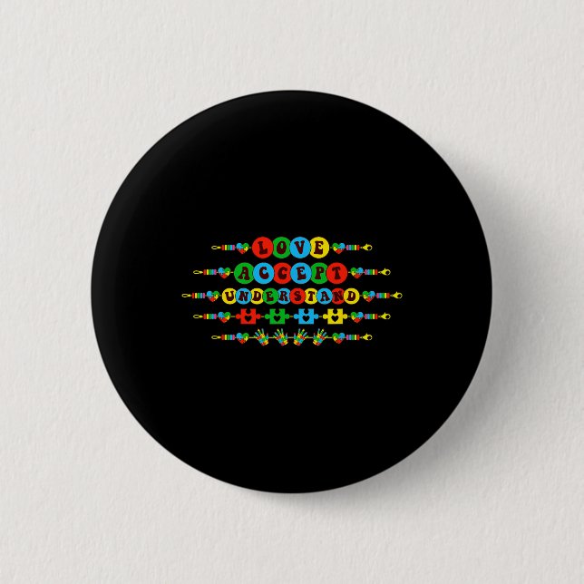 Autism Awareness Accept Love Understand Friendship Button (Front)
