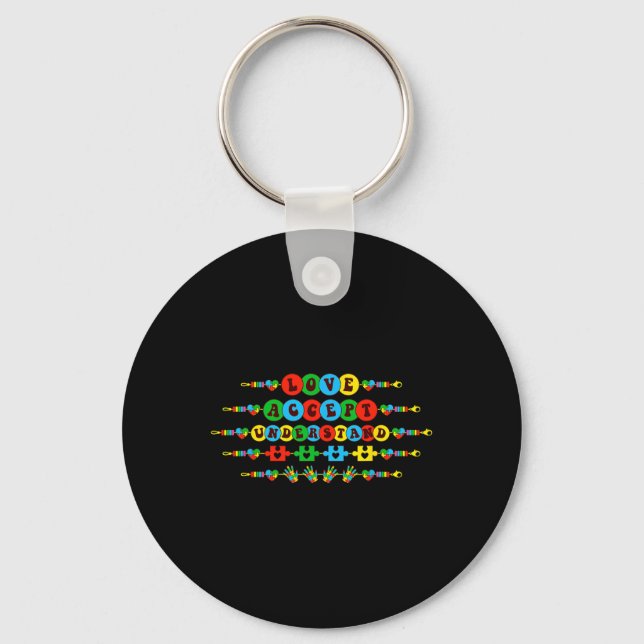 Autism Awareness Accept Love Understand Friendship Keychain (Front)