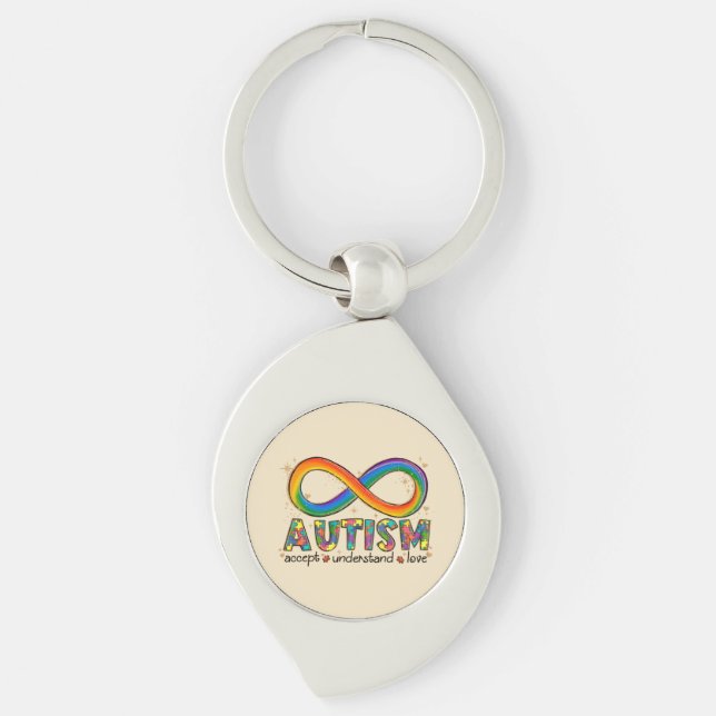 Autism Awareness Accept, Love, Understand Keychain (Front)