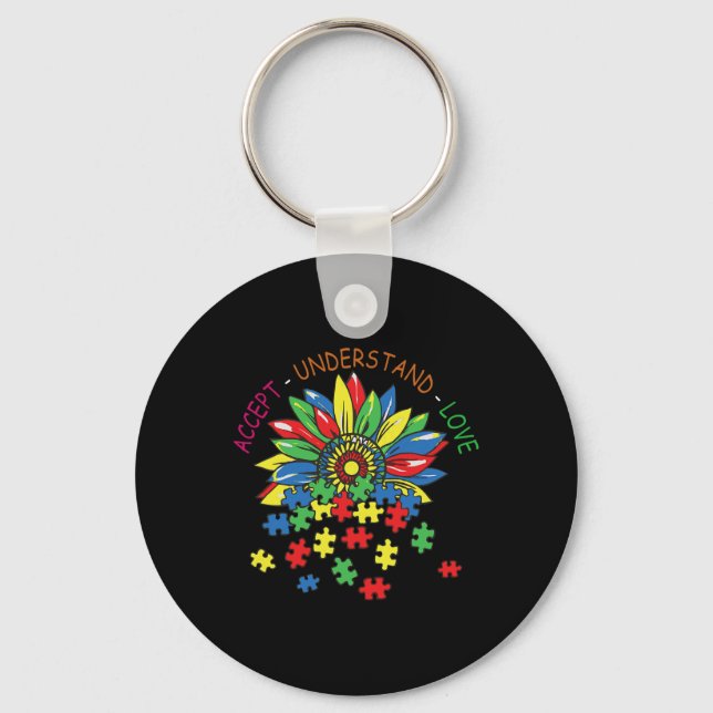 Autism Awareness Accept Understand Love Asd Rainbo Keychain (Front)