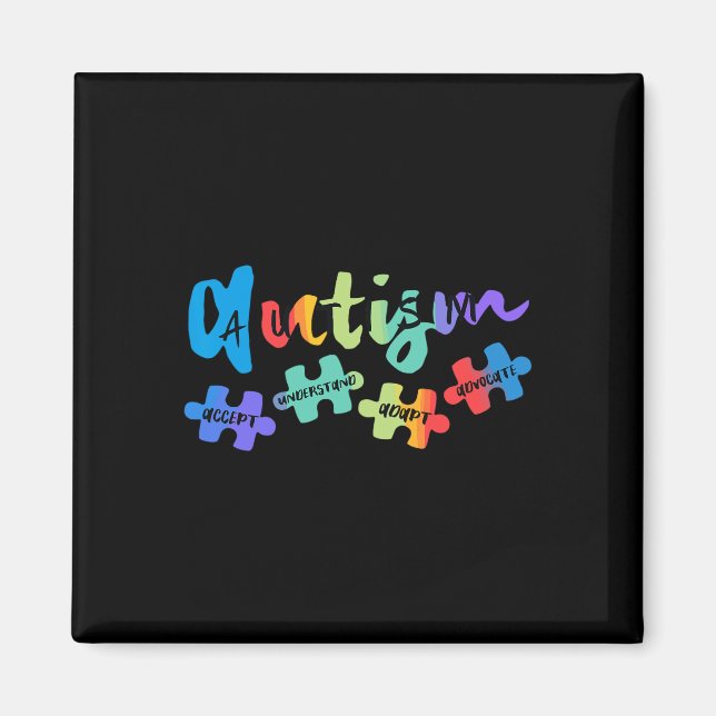 Autism Awareness Accept Understand Love Asd Rainbo Magnet (Front)