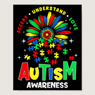 Autism Awareness Accept Understand Love Asd Rainbo Poster