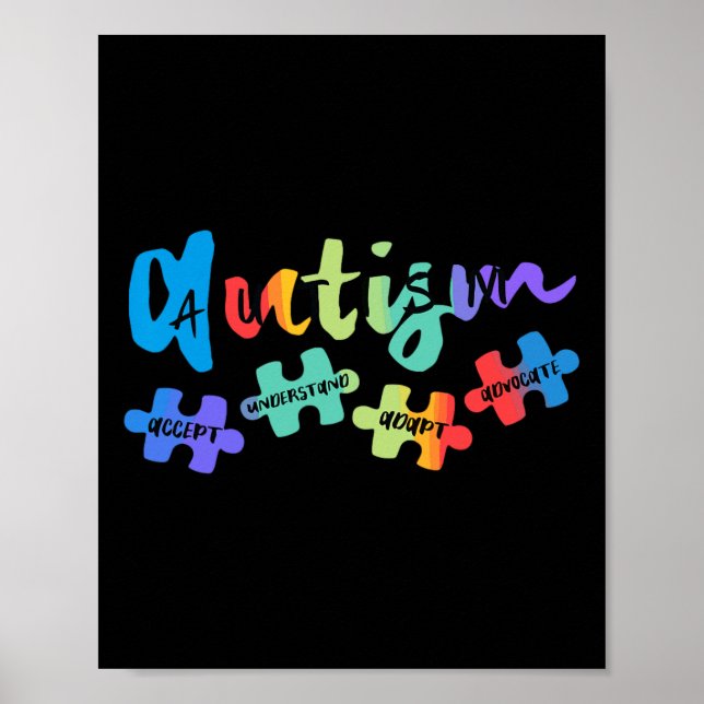 Autism Awareness Accept Understand Love Asd Rainbo Poster (Front)