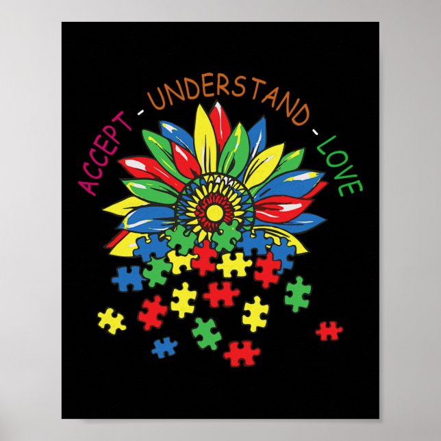 Autism Awareness Accept Understand Love Asd Rainbo Poster (Front)