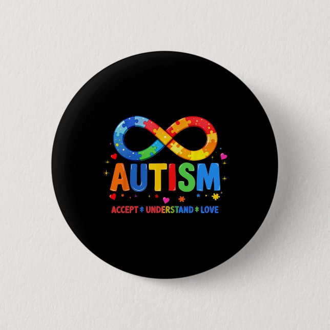 Autism Awareness Accept Understand Love Asd Suppor Button (Front)