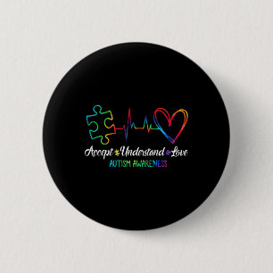 Autism Awareness Accept Understand Love Autism Mom Button