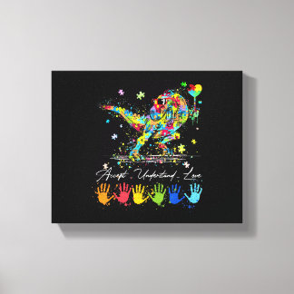 Autism Awareness Accept Understand Love Dinosaurs Canvas Print