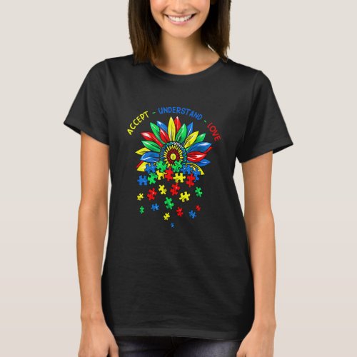 Autism Awareness Accept Understand Love Rainbow Da T_Shirt