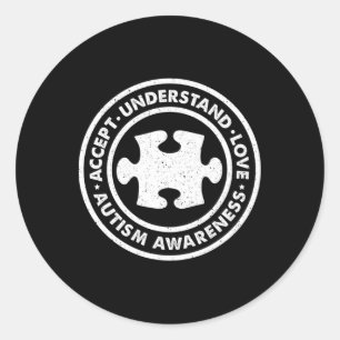Autism Awareness Accept Understand Love Vintage Me Classic Round Sticker