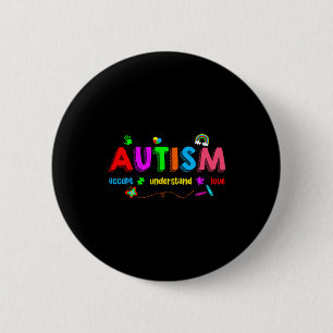 Autism awareness accept understand teacher men button