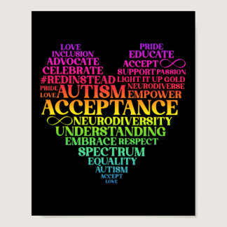 Autism Awareness Acceptance Coloful Heart Autistic Poster