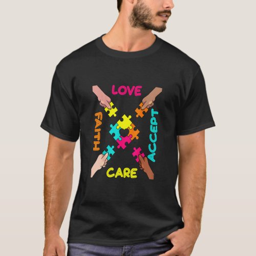 Autism Awareness Acceptance Color Puzzle Pieces  T_Shirt