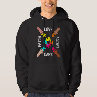 Autism Awareness Acceptance Colorful Puzzle Pieces Hoodie