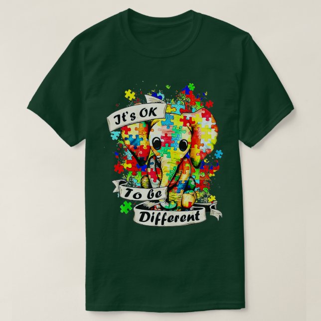 Autism Awareness Acceptance Elephant Its Ok To Be  T-Shirt (Design Front)