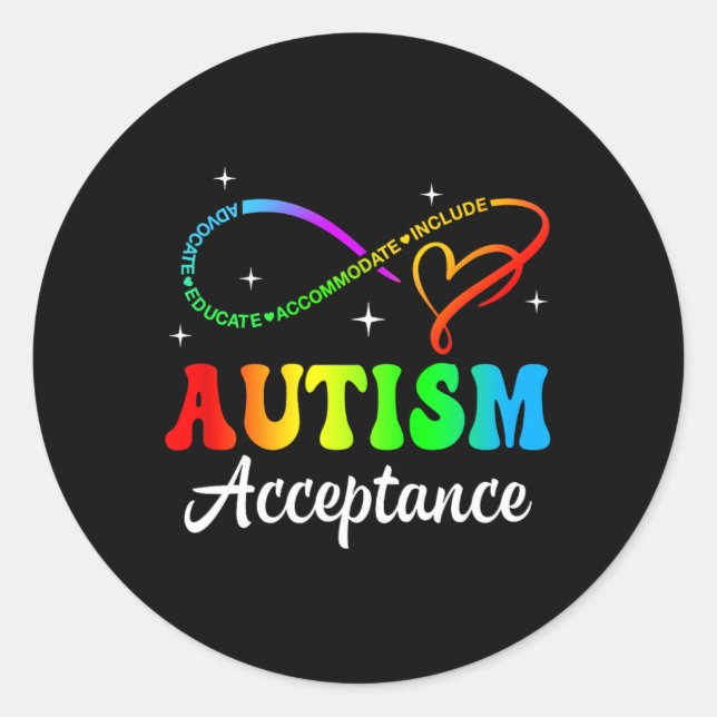 Autism Awareness Acceptance Infinity Symbol Men Wo Classic Round Sticker (Front)