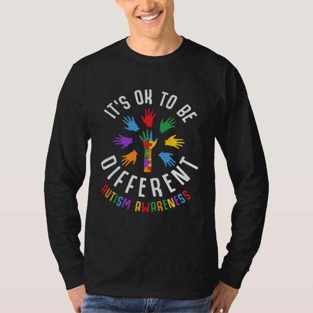 Autism Awareness Acceptance Its Ok To Be Different T-Shirt (Front)