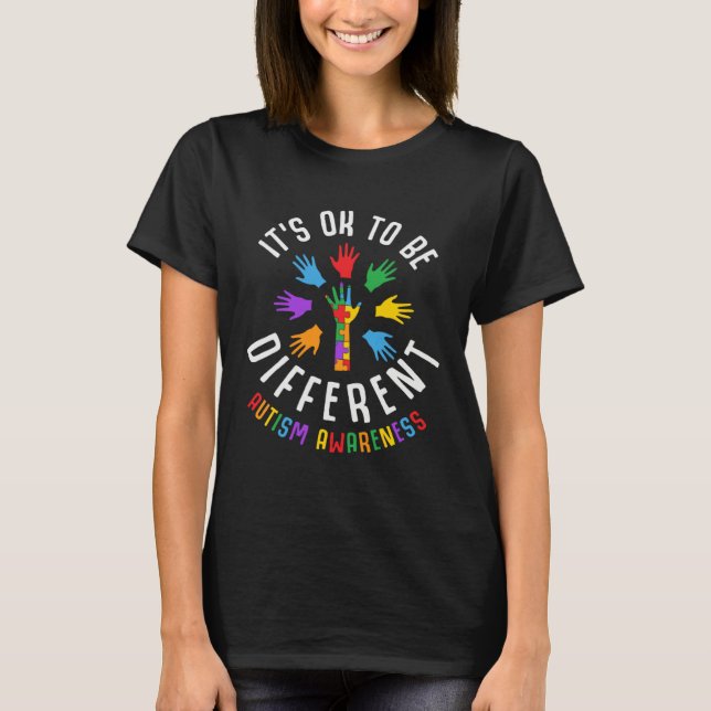 Autism Awareness Acceptance Its Ok To Be Different T-Shirt (Front)