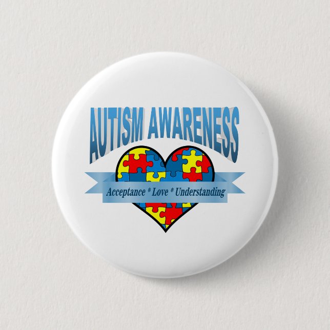 Autism Awareness Acceptance Love Understanding Pinback Button (Front)