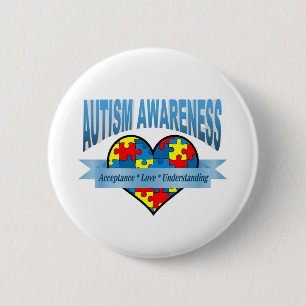 Autism Awareness Acceptance Love Understanding Pinback Button