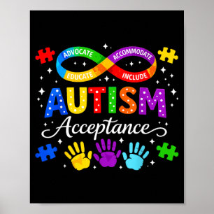 Autism awareness acceptance month men women kids poster