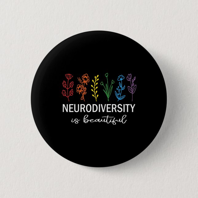 Autism Awareness Acceptance Neurodiversity Is Beau Button (Front)