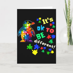 Autism Awareness Acceptance Penguin Its Ok To Be D Card