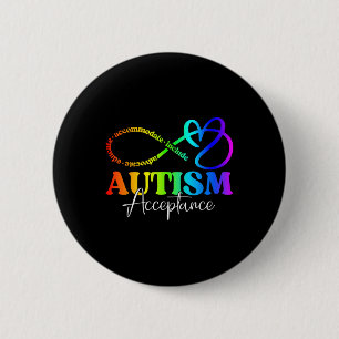 Autism Awareness Acceptance Shirt Infinity Symbol Button